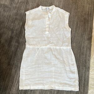 James Perse White Sleeveless Linen Drawstring Dress